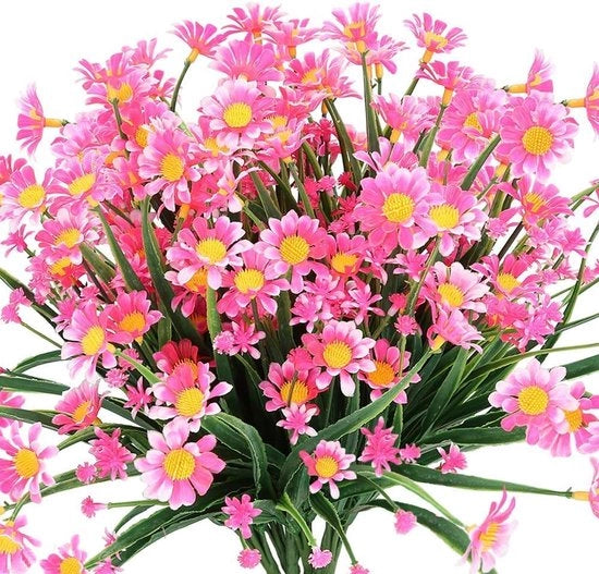 Fiori artificiali di fucsia - Strutture fiorite artificiali - Decorazione esterna - Materiale resistente ai raggi UV - 95 x 13 pollici - Rosso fucsia
