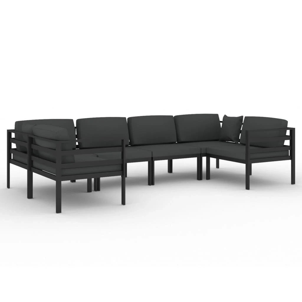 Set di mobili da giardino mobili da esterno 6 pezzi con cuscini alluminio antracite 02_0016631