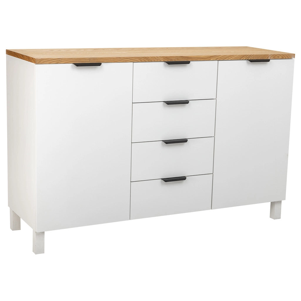 Credenza in legno con 4 cassetti e 2 ante 124x40x80h cm