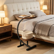 Tavolino laterale a 2 ripiani ?40/30 x 66 cm in MDF e metallo marrone rustico