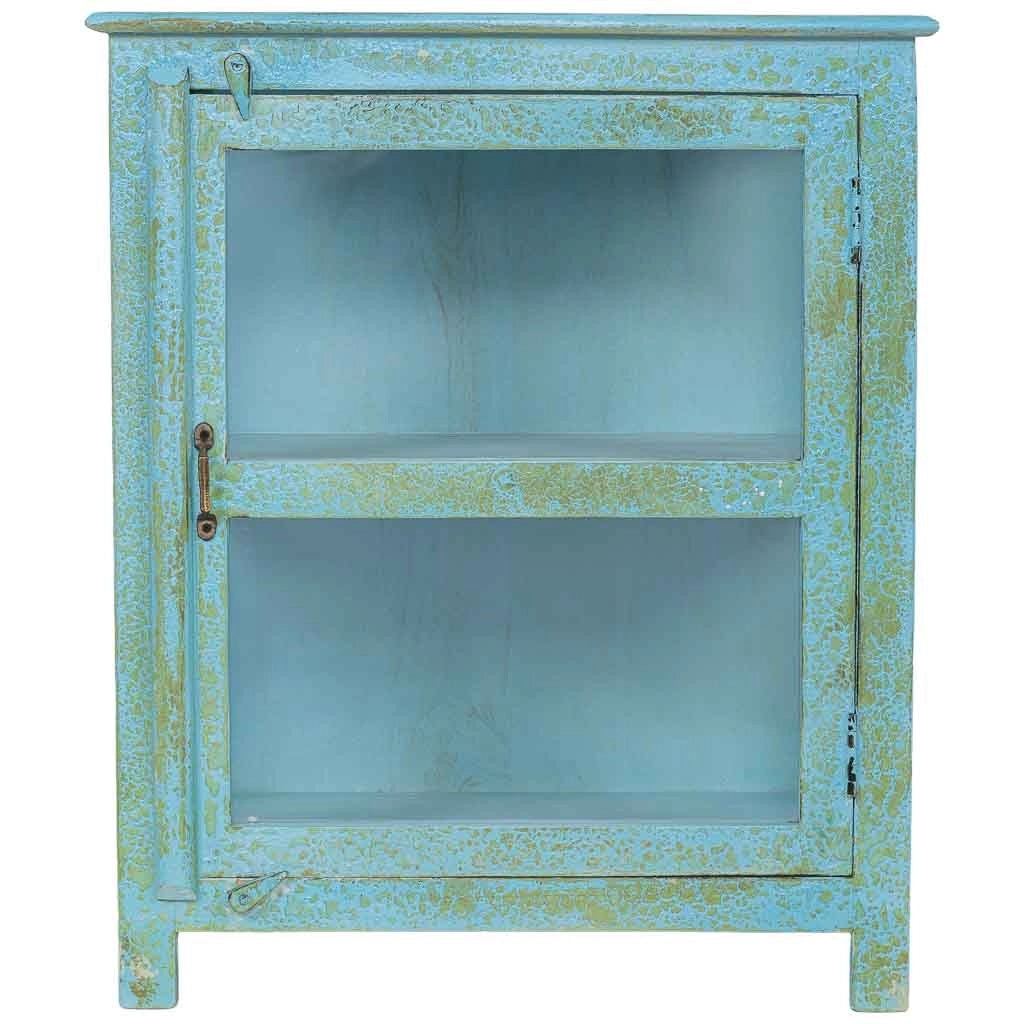 Vetrina in legno blu 67x46x80 cm
