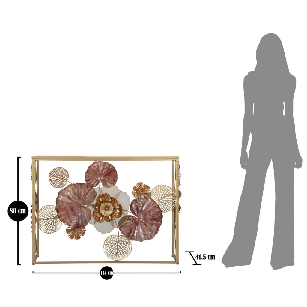 Tavolo Consolle Foglia 69, Multicolore, Metallo, 114x41,5x80 cm