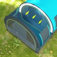 Tenda da Campeggio 3 Posti Impermeabile con Zona Notte e Giorno, in Poliestere, 480x260x200 cm, Grigio e Blu