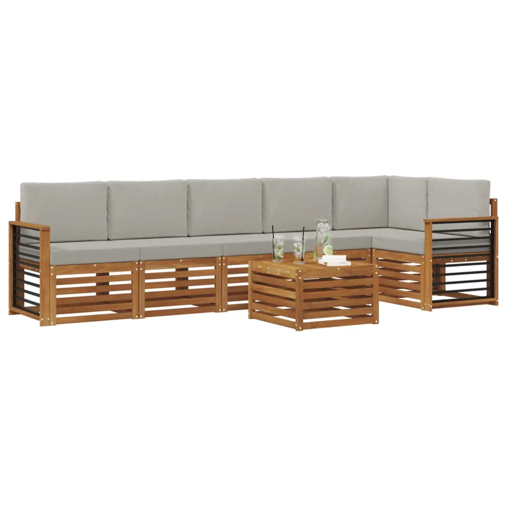 Set divano sezionale con cuscino 7 pcs Grigio Naturale e Chiaro 3374941