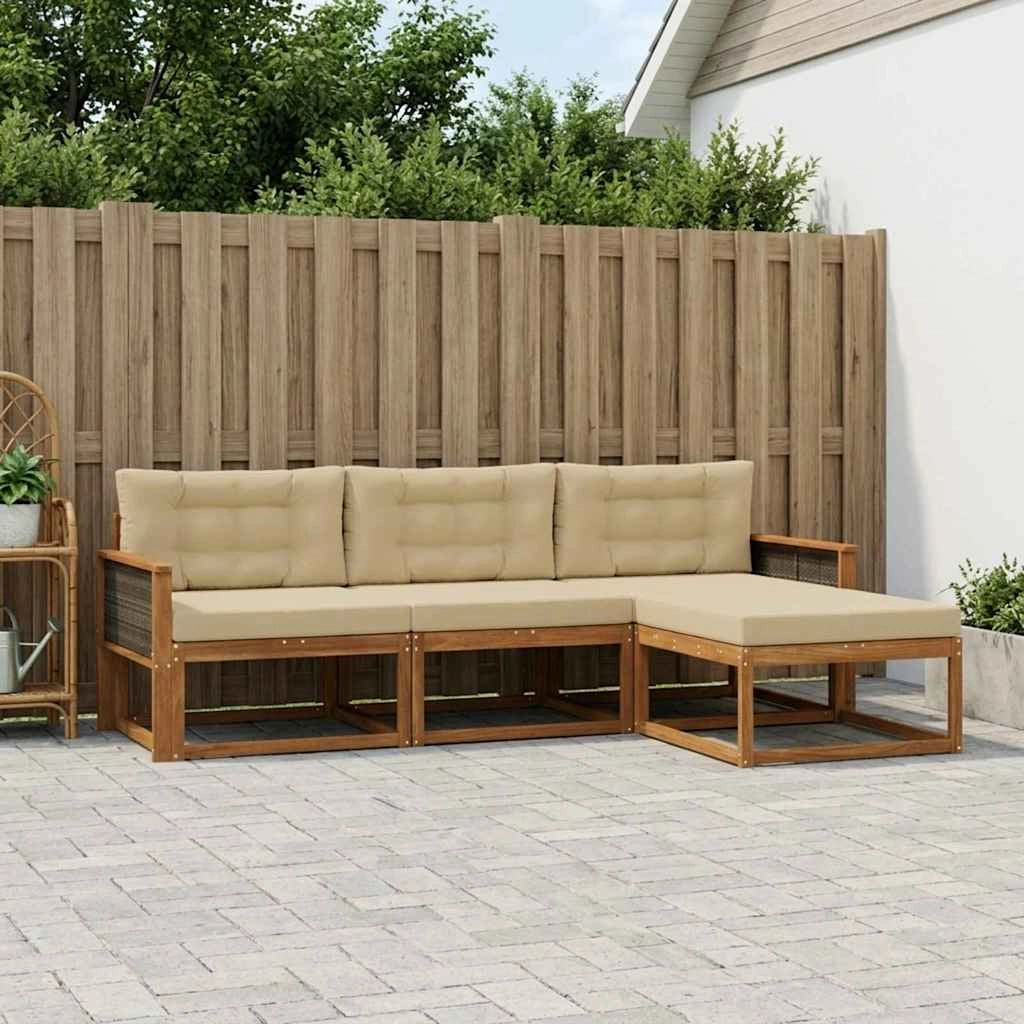 Set di divani da esterno 4 pz Naturale e Beige 3382461