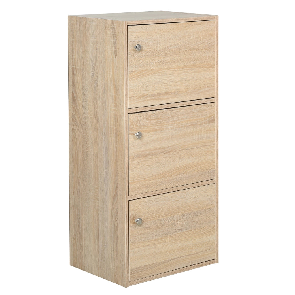 Mobiletto Multiuso con 3 Ripiani in Legno e 3 Antine per Casa, Camera, Soggiorno o Ufficio, 48x34x100cm