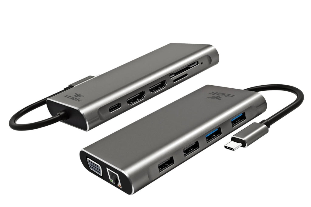 ITEK HUB USB-C 11 in 1- 2HDMI + VGA + RJ45 + 2USB3 + 2USB2 + SD/TF + USB-C