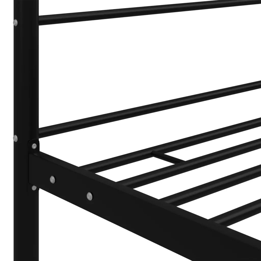 Letto a Baldacchino Nero in Metallo 200x200 cm