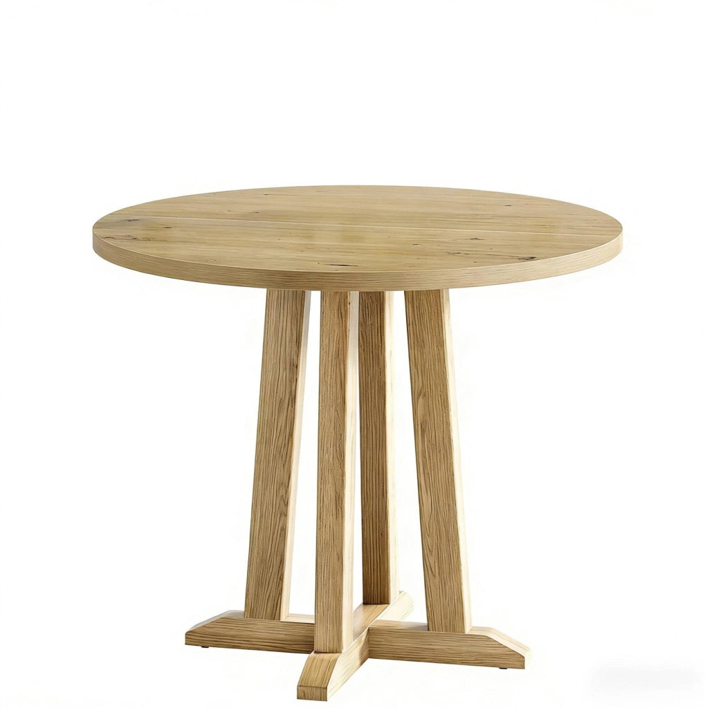 Tavolo da pranzo rotondo in legno 80 cm per 2-4 persone, design rustico ed elegante