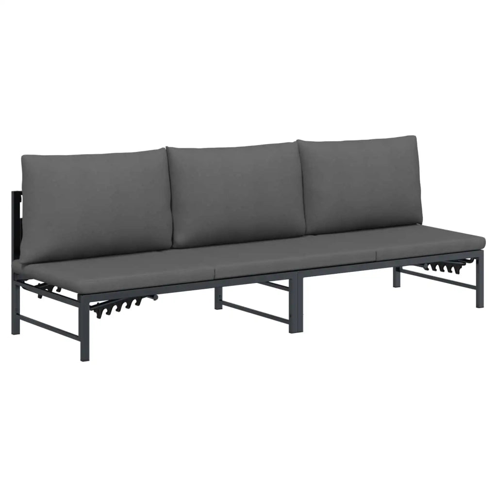 Lettino Sole per 3 Persone Nero 200 x 62 x 59,5 cm Textilene 42025092