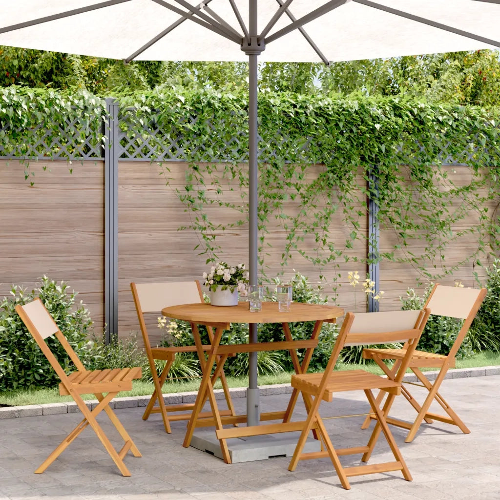 Set Pranzo da Giardino 5 pz | Set Salotto da Giardino Beige in Tessuto e Legno Massello