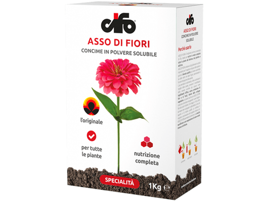 Concime solubile Asso di Fiori Cifo 1kg per piante da balcone giardino e orto