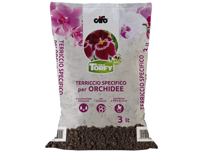 Terriccio specifico orchidee Torfy Bio 3lt Cifo coltivazione biologica