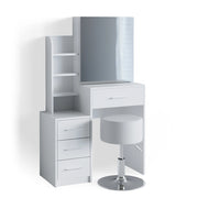 Vicco Tavolo da toeletta Bianco 80 cm con sgabello