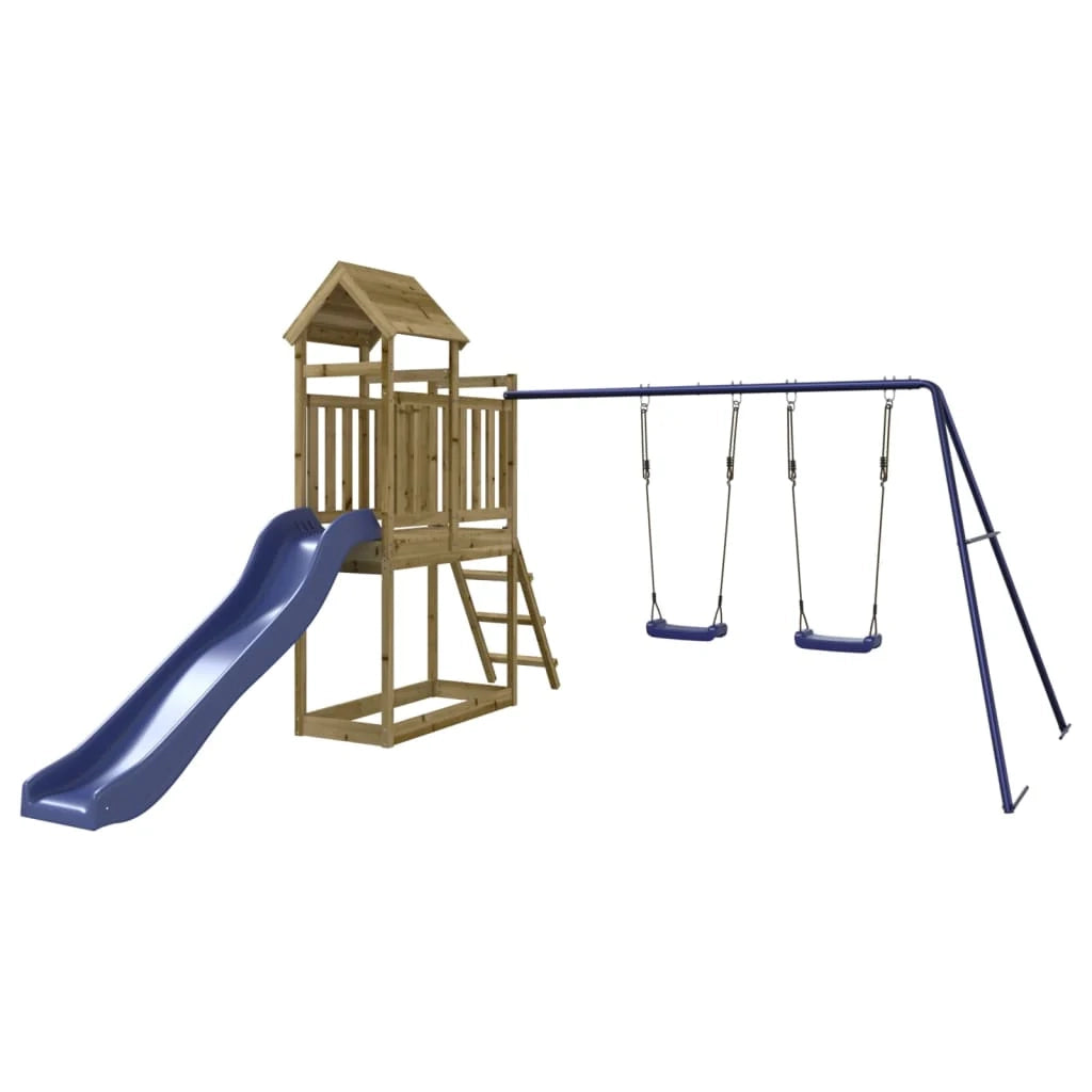 Altalene per parco giochi all'aperto scivolo altalene robuste giochi da giardino 313 x 379 x 214 cm legno di pino impregnato 02_0004737