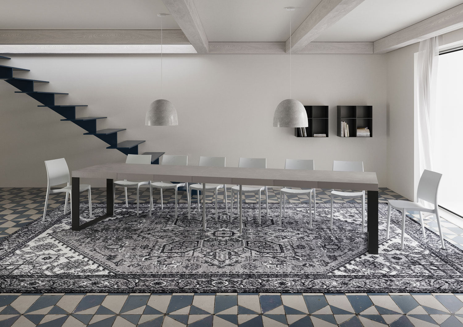 Tavolo Allungabile 120/380x90 cm Tecno Premium Cashmere Gambe Antracite