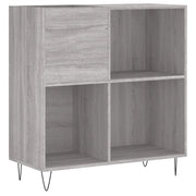Mobiletto porta dischi pratico per vinili 84,5 x 38 x 89 cm stile industriale legno composito grigio 02_0049173