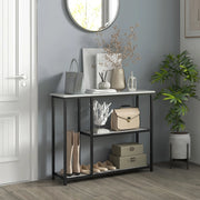 TAVOLO consolle 100 x 30 x 80 cm bianco con 2 ripiani aperti in acciaio