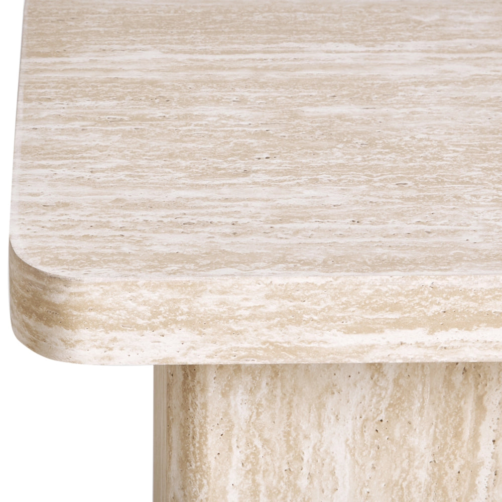 Tavolino Beige Piano in MDF Impiallacciato Base in pietra 50 x 50 cm Design moderno Soggiorno