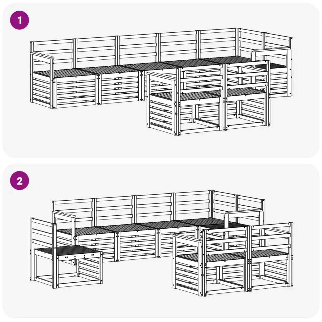 Set divani 8 pcs Naturale Legno di Acacia Massello