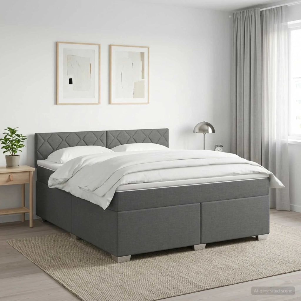 Letto con Box Spring, Materasso e LED Grigio Scuro 160 x 200 cm 3451988