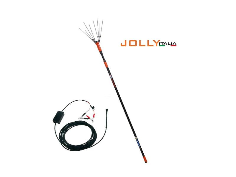 Abbacchiatore a batteria V34 Jolly Italia con asta telescopica e cavo, alimentazione da 12V