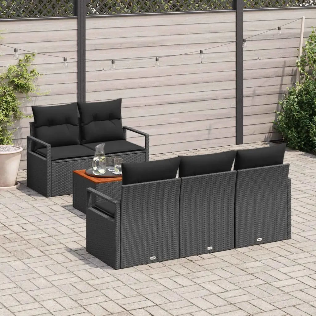 Set Divano da Giardino con archiviazione 6 pcs Nero polyrattan 3356315