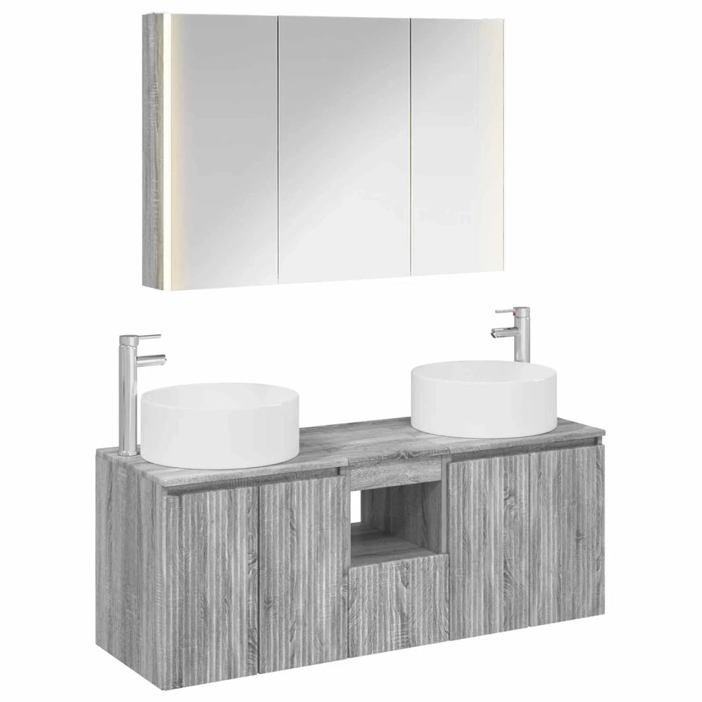 Set di Armadi da Bagno 4 pz Sonoma grigio Legno ingegnerizzato 3406588