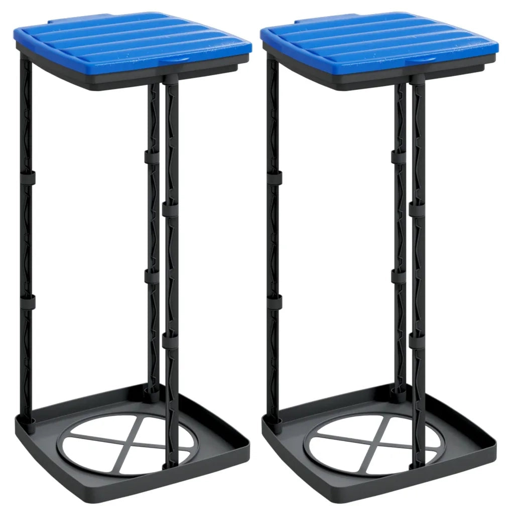 Porta Sacchi Spazzatura 2 pz Nero e Blu 60 L in PP CFW2200644