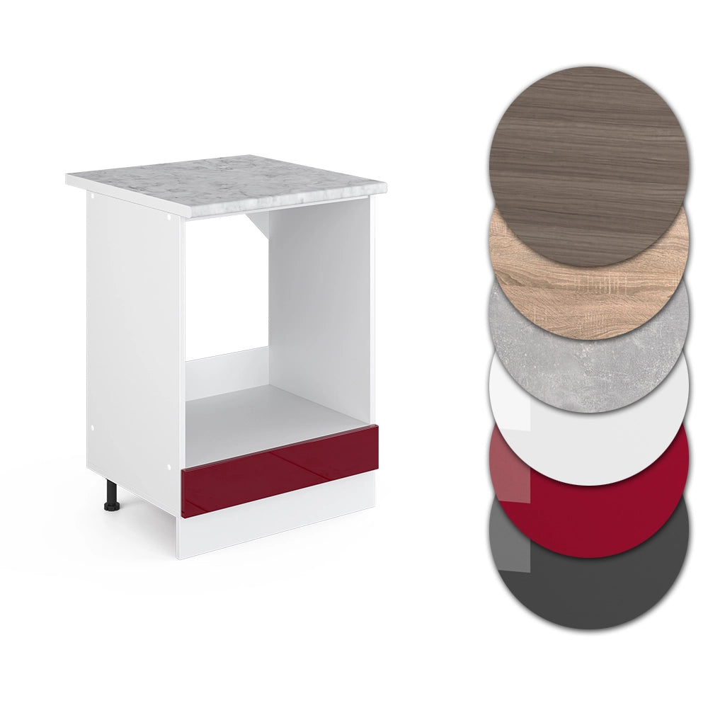 Mobile per forno da incasso R-Line Rosso lucido/Bianco 60 cm, PL Marmo Vicco