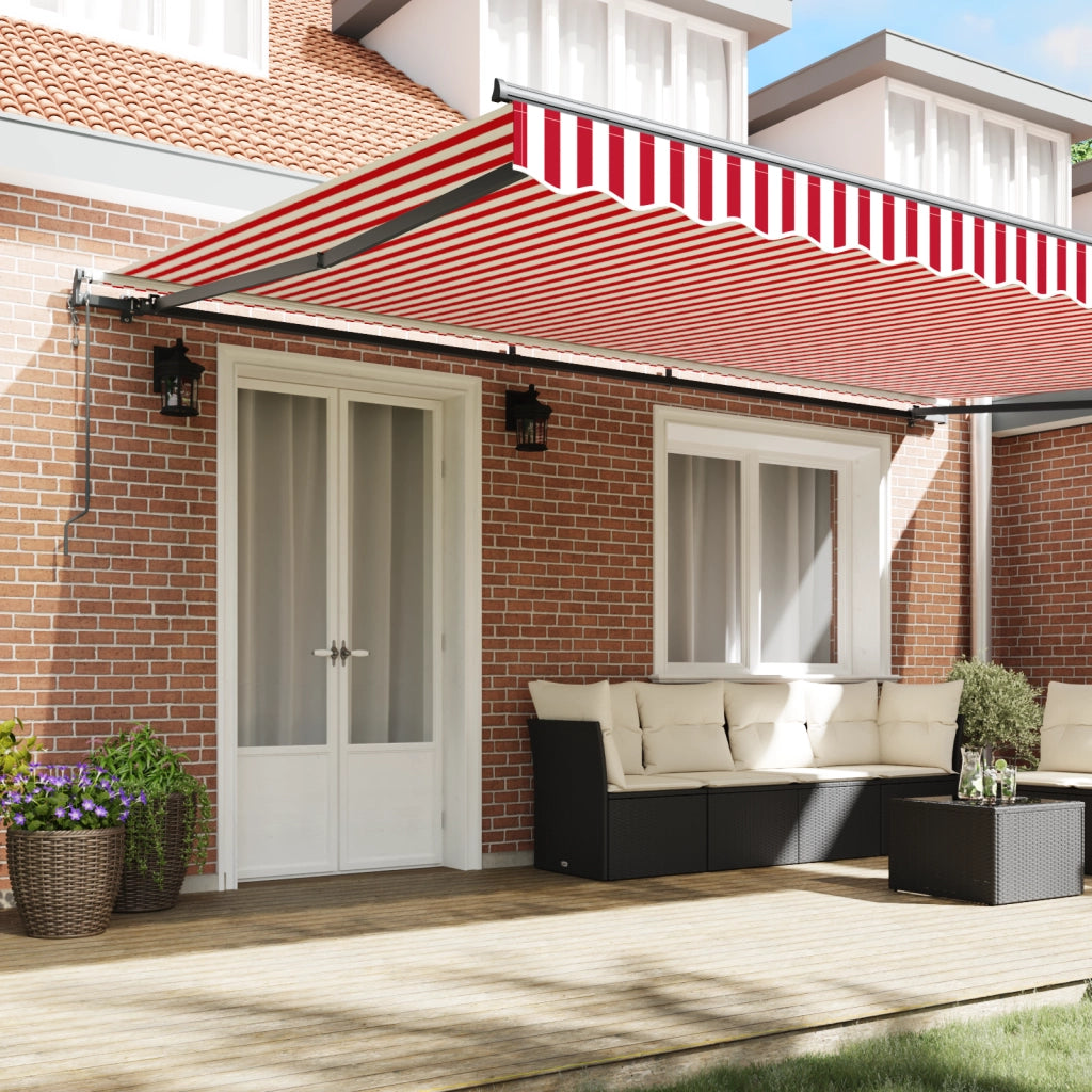 Tenda Retrattile Automatica Strisce Rosse e Bianche 500x300 cm