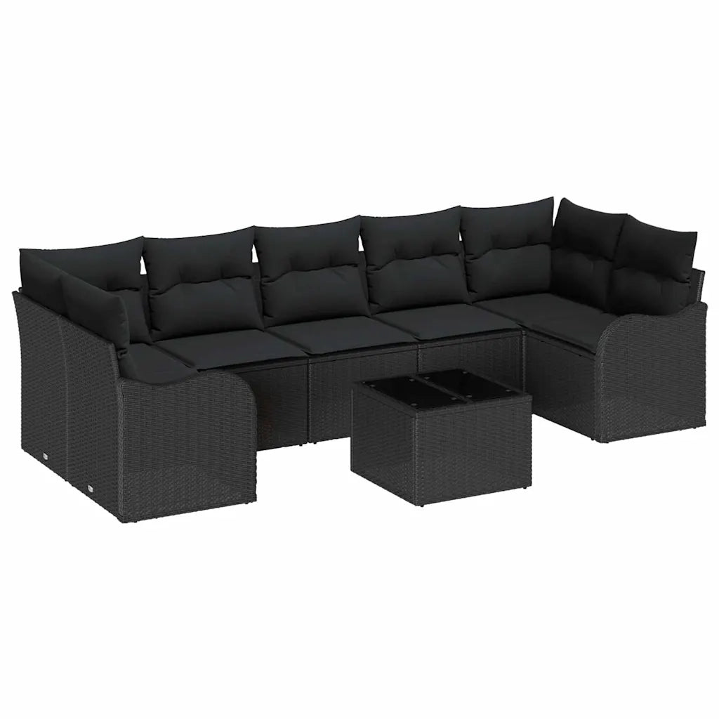 Set Divano da Giardino con cuscino con archiviazione 8 pcs Nero 3354292
