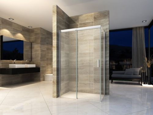 Box doccia in Cristallo 8 mm due lati con trattamento anticalcare e chiusura soft-close - Misura: 80x140 xh195cm