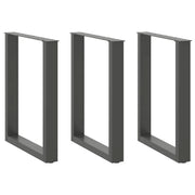 Gambe per tavolo da pranzo a forma di U 3 pz Antracite 70x(72-73) cm Acciaio