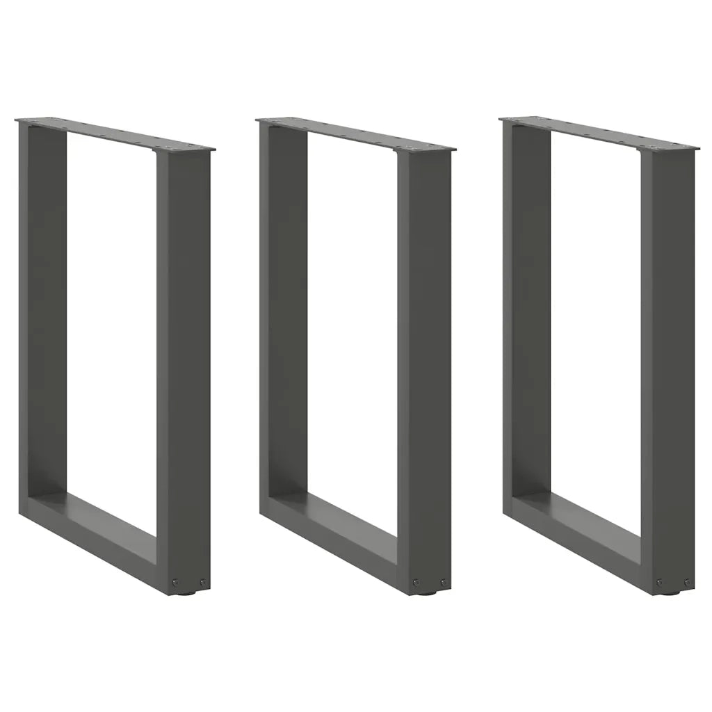 Gambe per tavolo da pranzo a forma di U 3 pz Antracite 70x(72-73) cm Acciaio