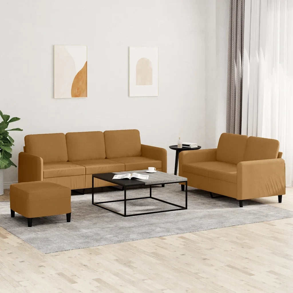 Set di Divani 3 pz Marrone in Velluto