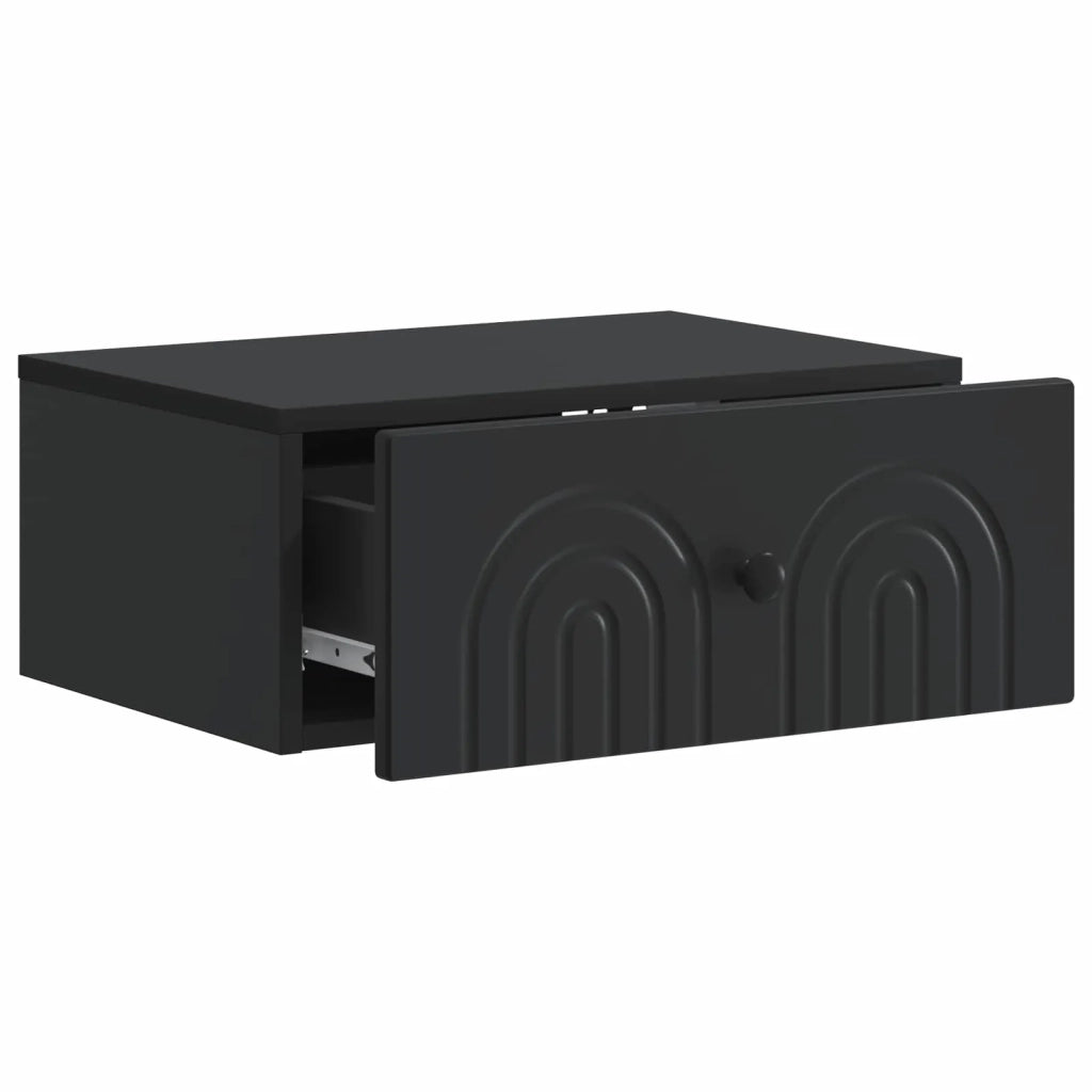 Mobiletto da notte a muro con cassetto Nero 49 x 34,5 x 20 cm