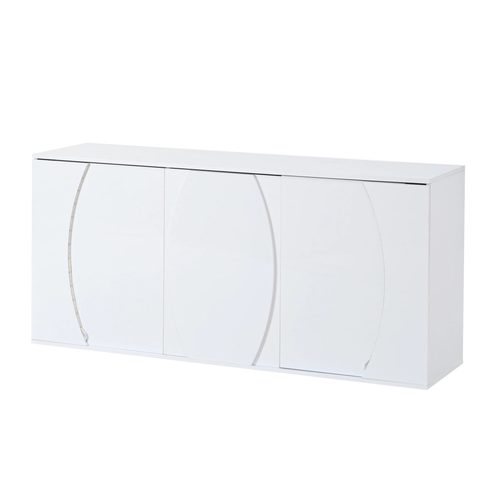 Credenza Soggiorno con LED ¨C Xylo ¨C Bianco Lucido, Truciolato, 150x40x70 cm