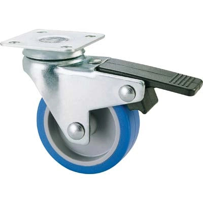 RUOTA A FORCELLA GIREVOLE  + FERMO 221BIS AVOA/ZINCR/GOMMA BLU P.MM 40X40 D.MM 40X18