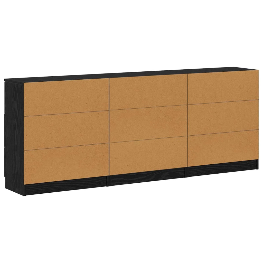 Credenza 3 pcs Rovere Nero 181 x 30 x 70 cm Legno multistrato 3332521