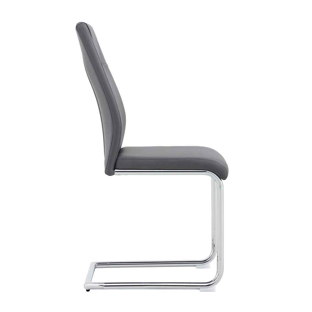 Sedie da Pranzo Scandinave ¨C MINIMAL ¨C Set 4 Pezzi, Similpelle Grigio Scuro, Gambe in Metallo
