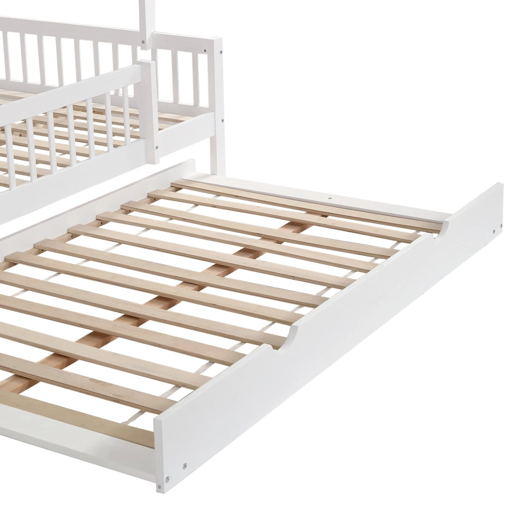 Letto a casetta bianco 120x200 cm con letto estraibile 120x190 cm