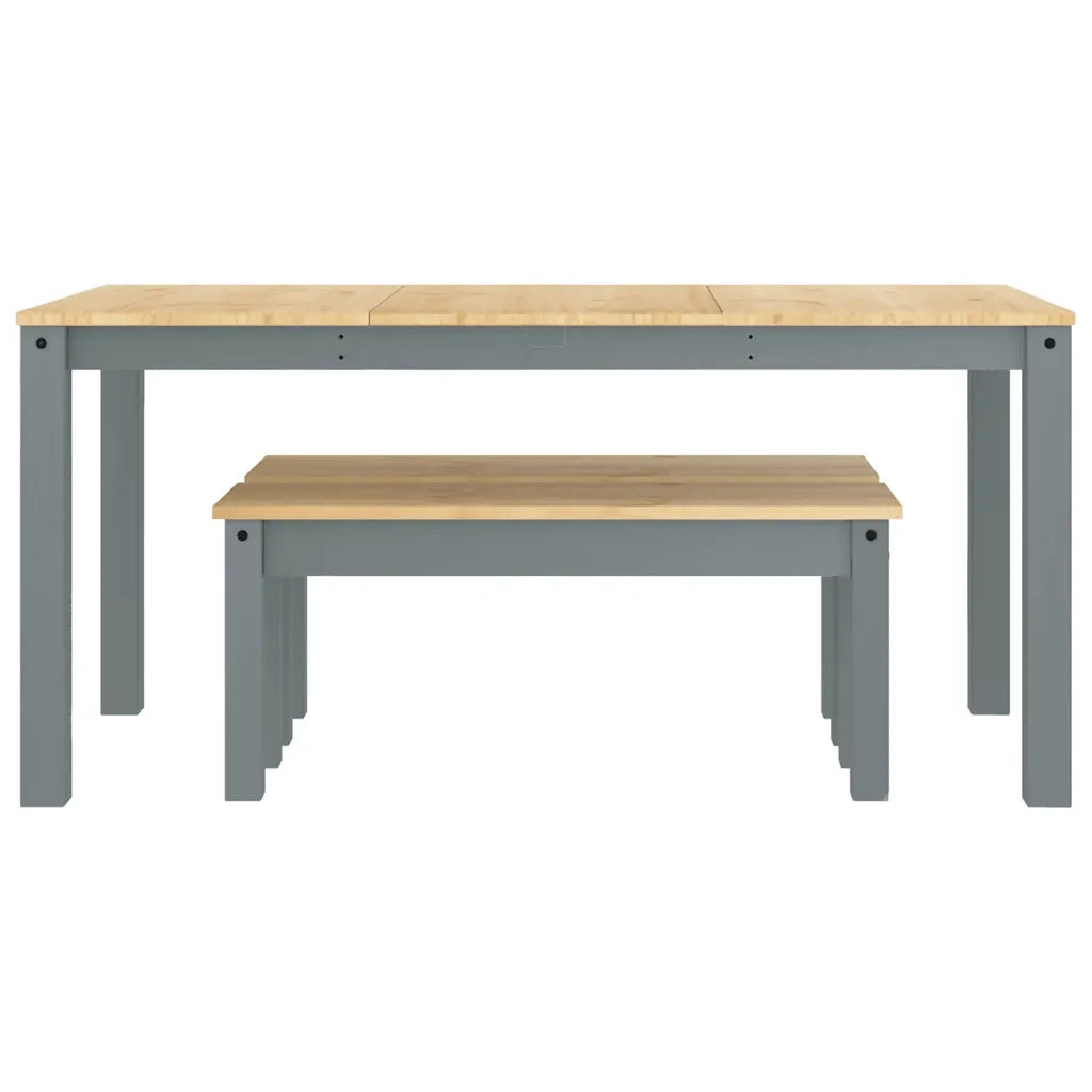 vidaXL Set da Pranzo 3 pz Panama Grigio in Legno Massello di Pino