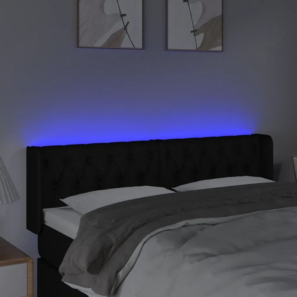 Testiera a LED Nera 163x16x78/88 cm in Tessuto 3123580