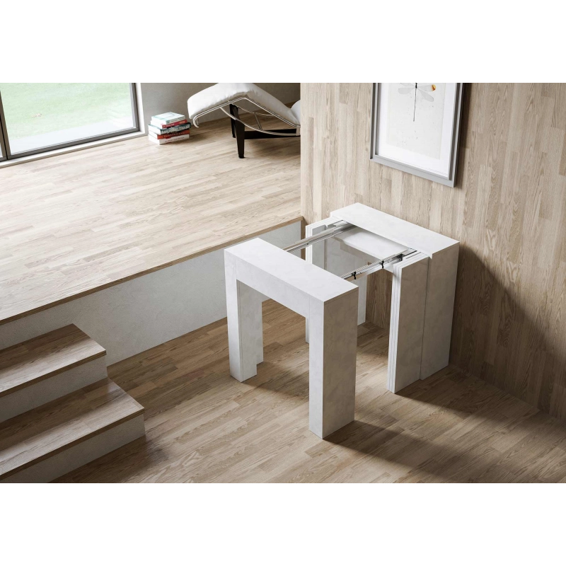 Consolle allungabile 78x47/299 cm Allin - Bianco Spatolato