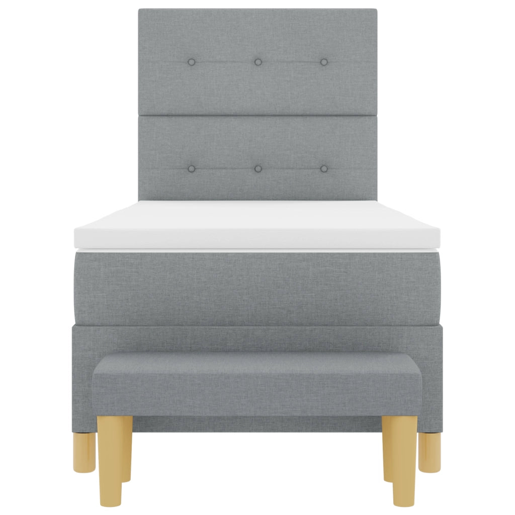 Letto a Molle con Materasso e Panchina Grigio Chiaro 80x200 cm Tessuto