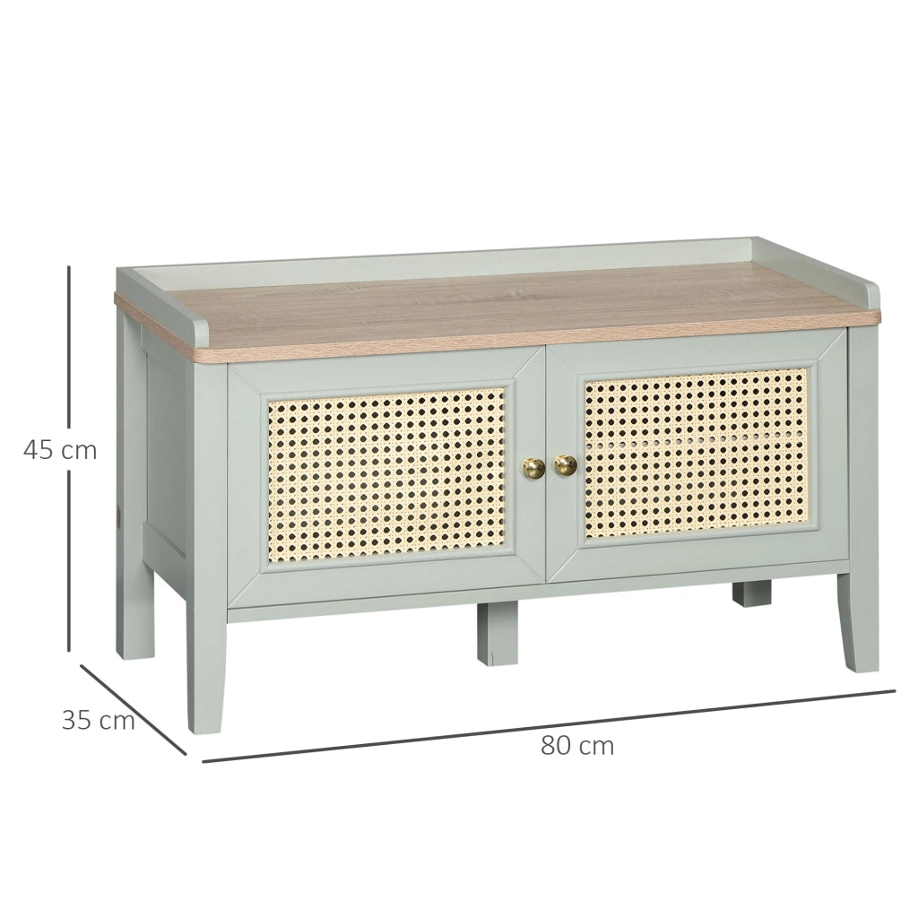 Scarpiera con ripiani e ante in rattan ¨C Zephmum ¨C Verde 80x30x90