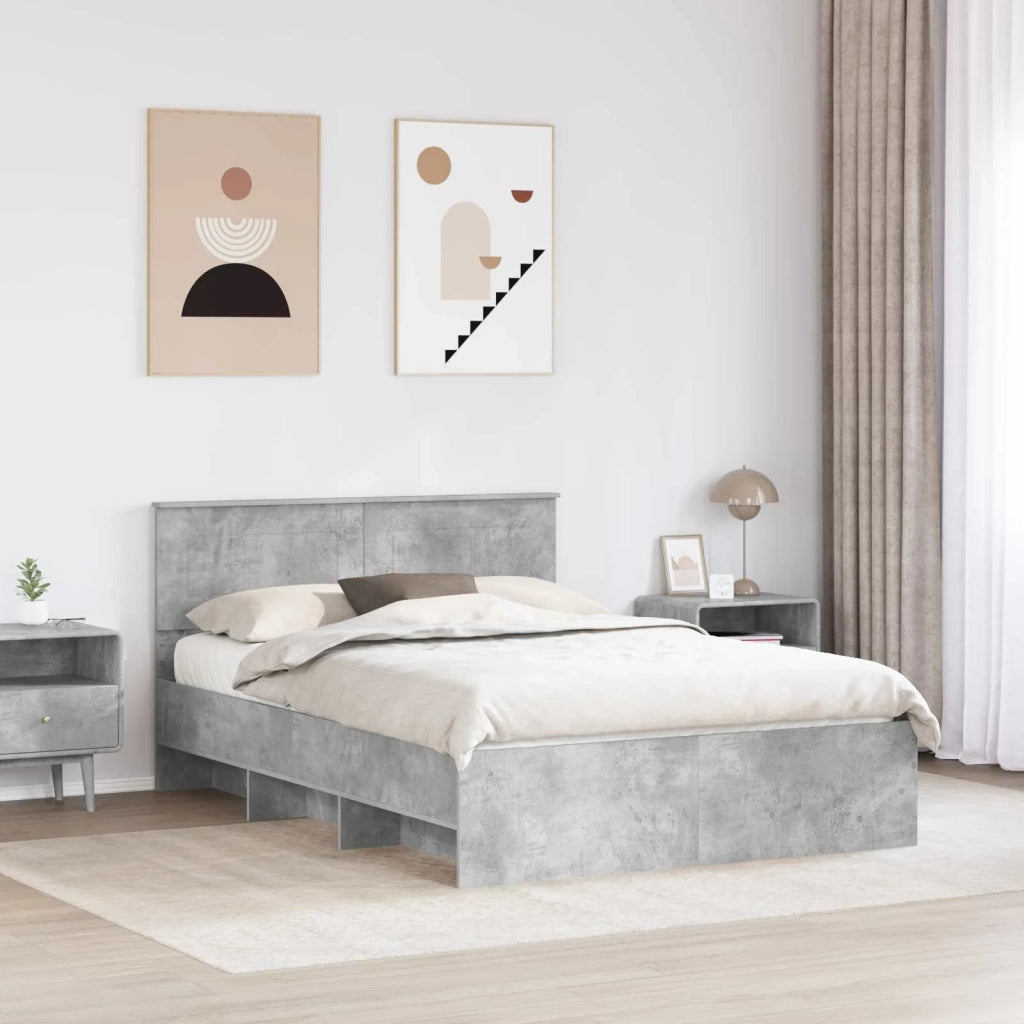 Struttura del letto con testiera Grigio cemento 140 x 200 cm