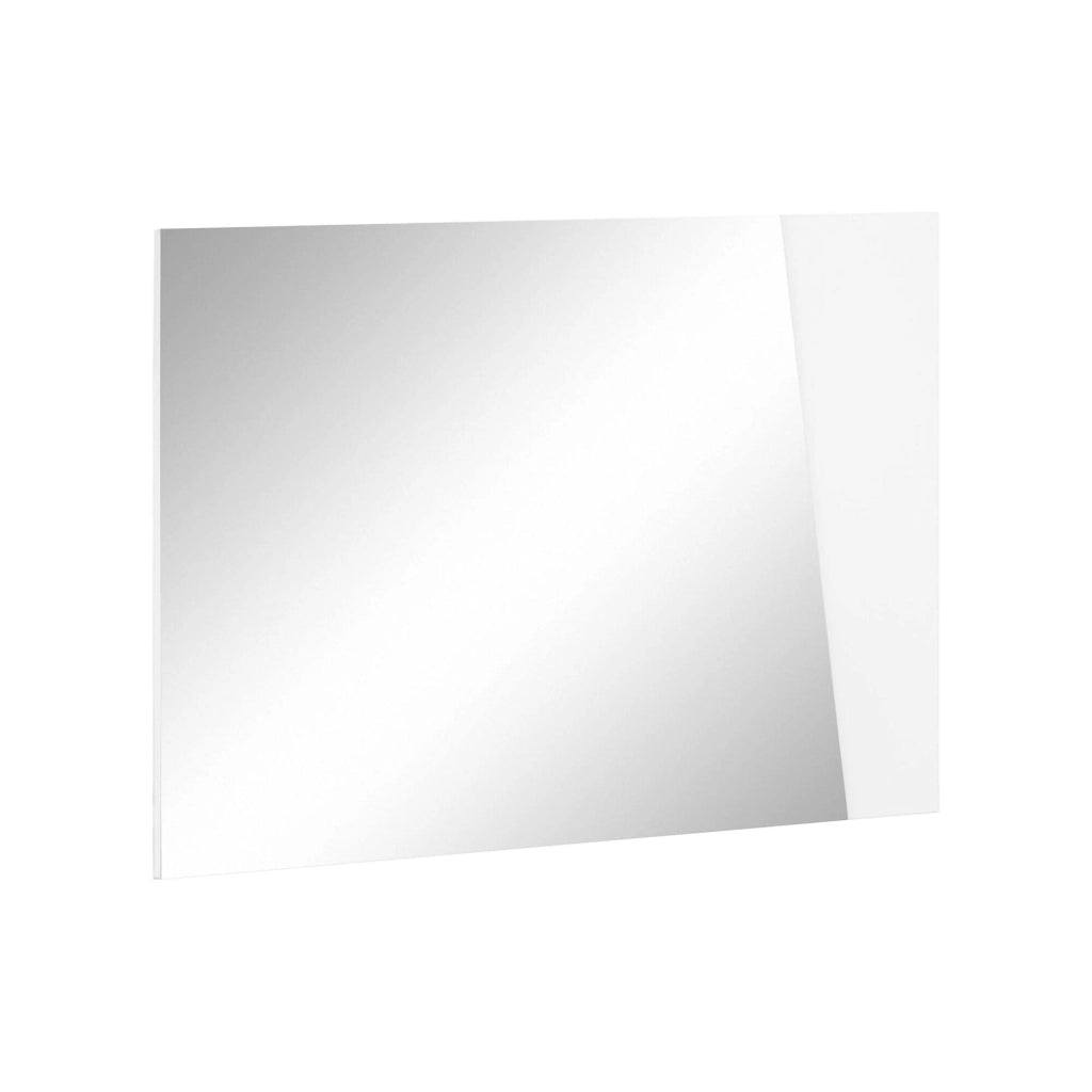 Specchiera da parete Deanna, Made in Italy, Specchio da bagno, cm 80x2h60, Bianco lucido