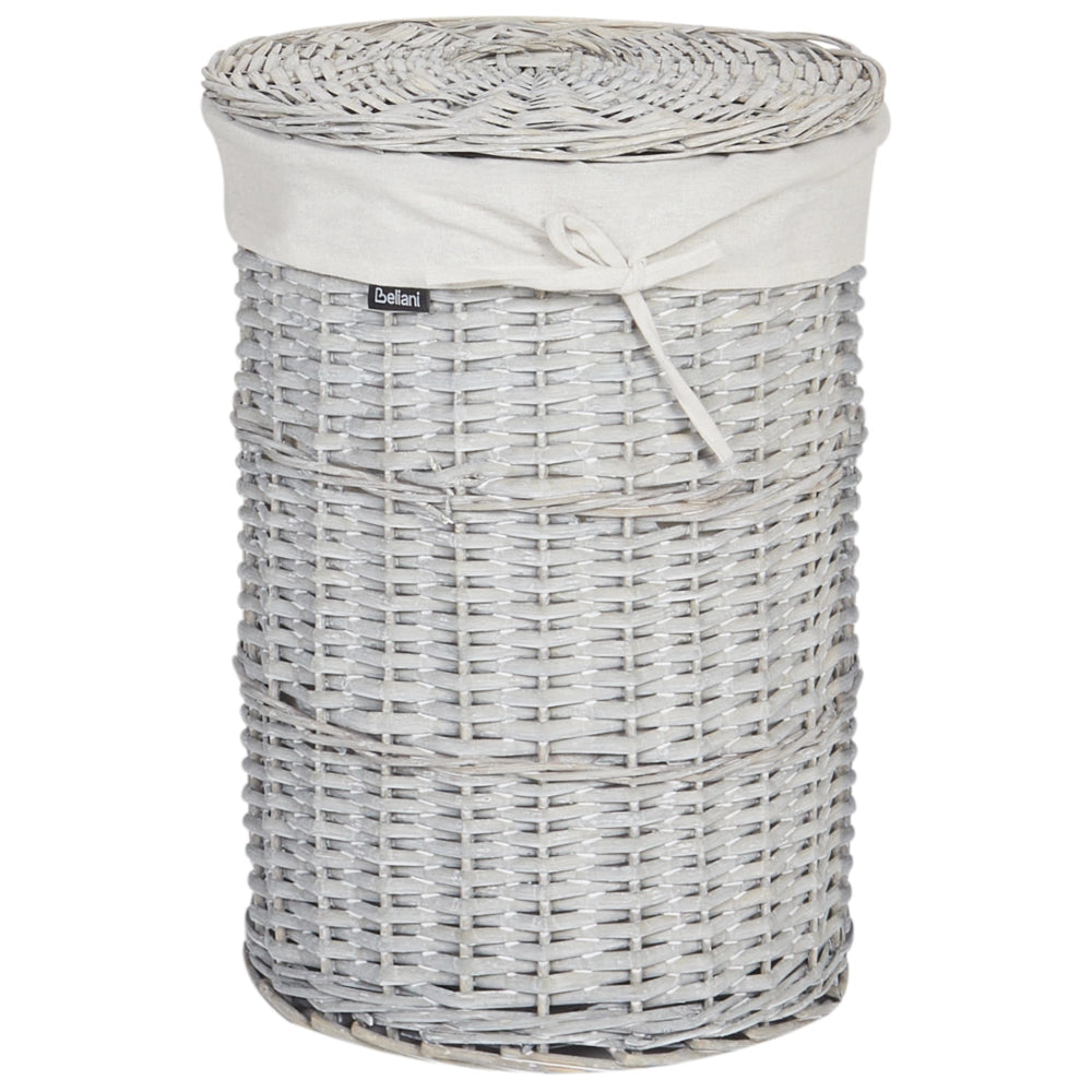 Set di 5 cesti per la biancheria in legno di salice moderno bianco stile moderno